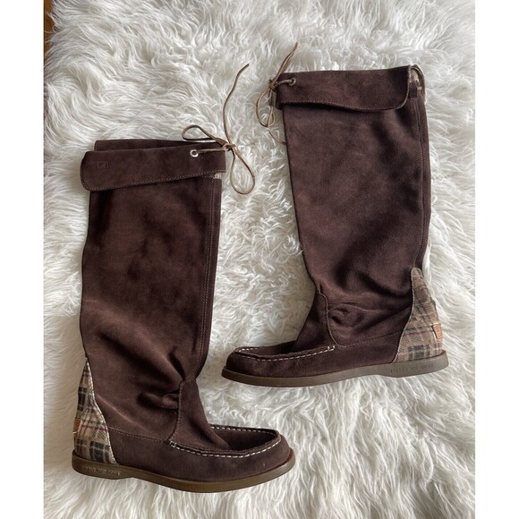 SPERRY Shoes - SPERRY Top-Sider Women’s 6.5 Tall MOCCASIN BOOTS Brown Suede Knee High